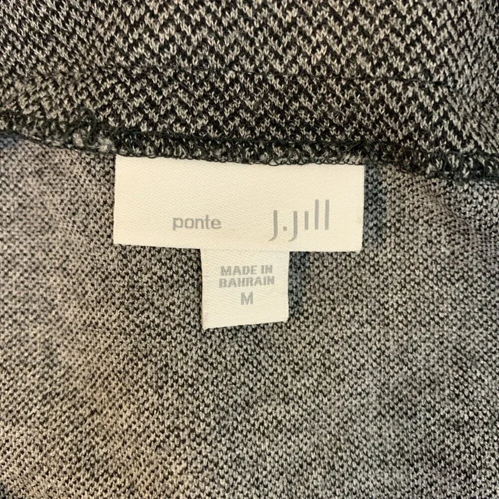 J. Jill Ponte Knit Tunic Top Womens Size M Gray Herringbone Boat Neck 3/4 Sleeve